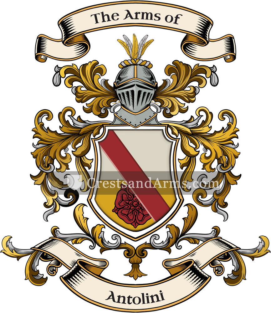 The Antolini coat of arms, drawn from the recorded blazon