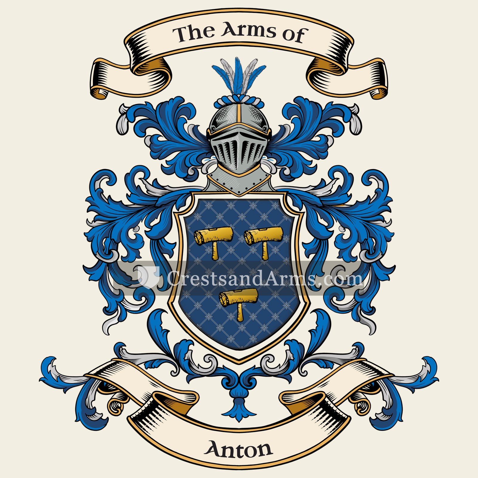 The Anton coat of arms, drawn from the recorded blazon