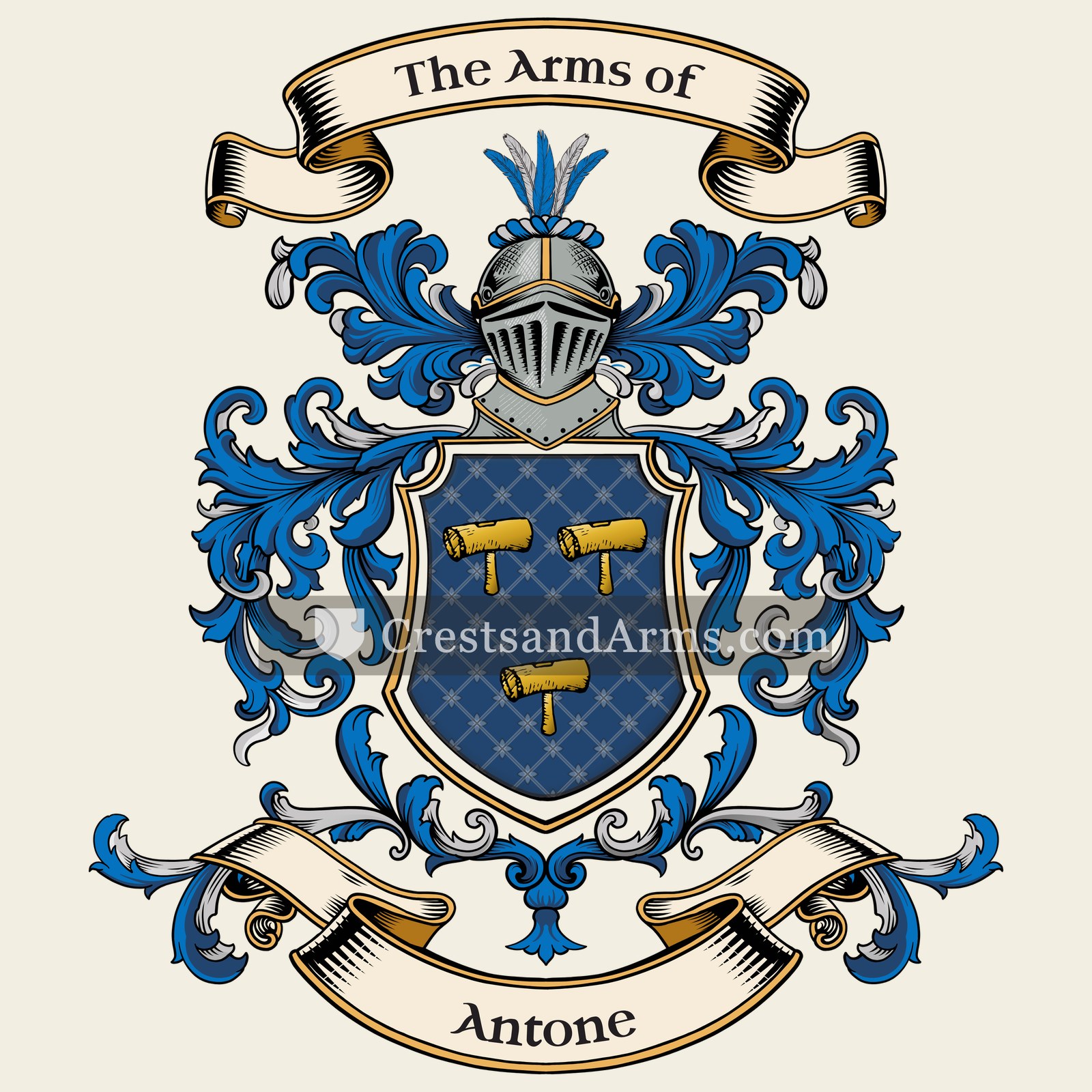 The Antone coat of arms, drawn from the recorded blazon