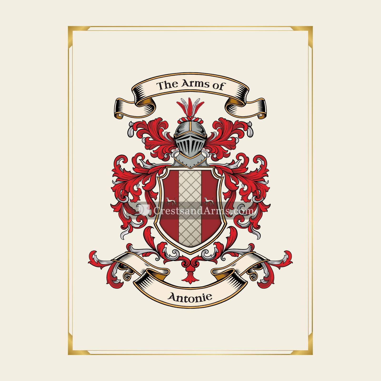With gold border