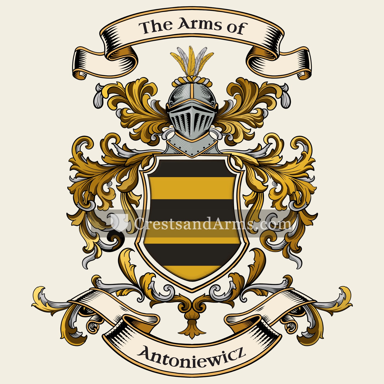 The Antoniewicz coat of arms, drawn from the recorded blazon
