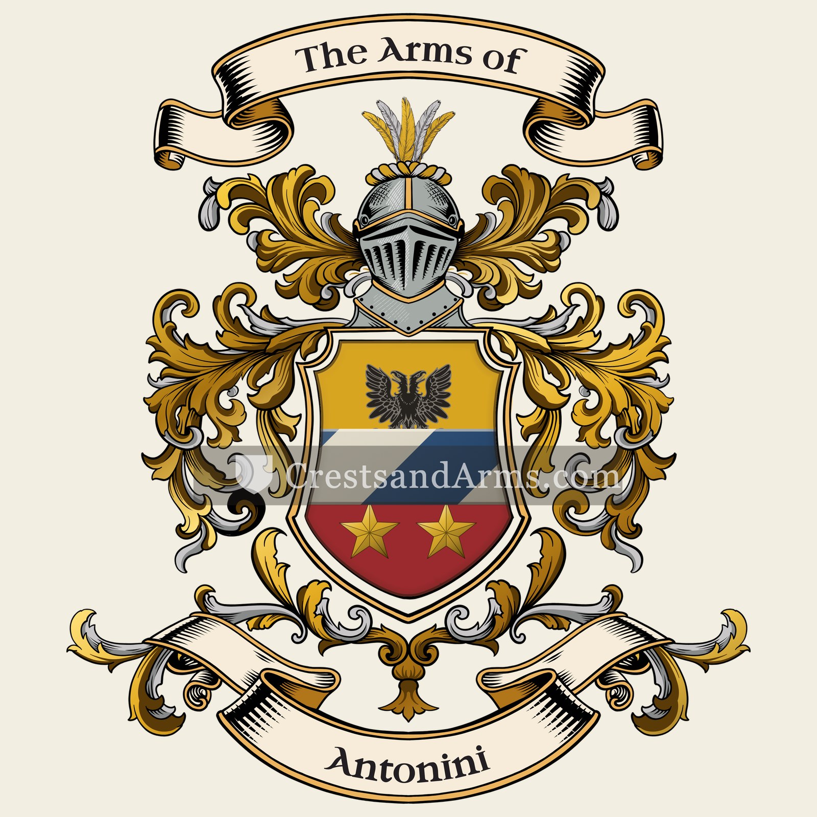 The Antonini coat of arms, drawn from the recorded blazon