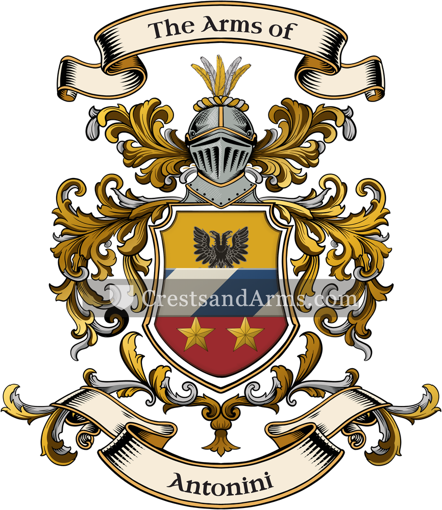 The Antonini coat of arms, drawn from the recorded blazon