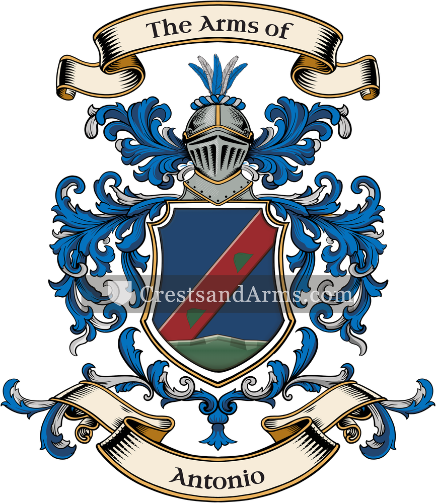 The Antonio coat of arms, drawn from the recorded blazon