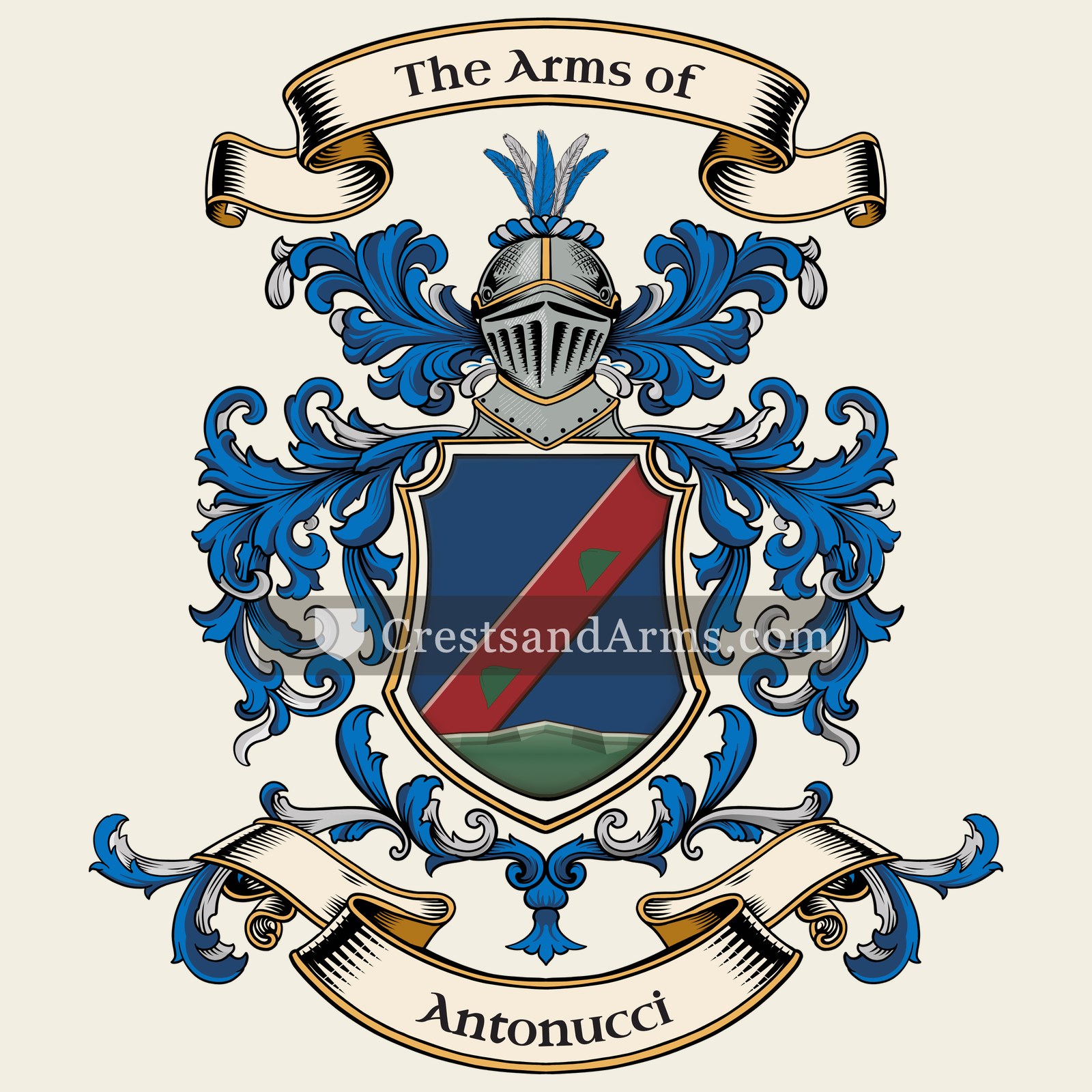 The Antonucci coat of arms, drawn from the recorded blazon