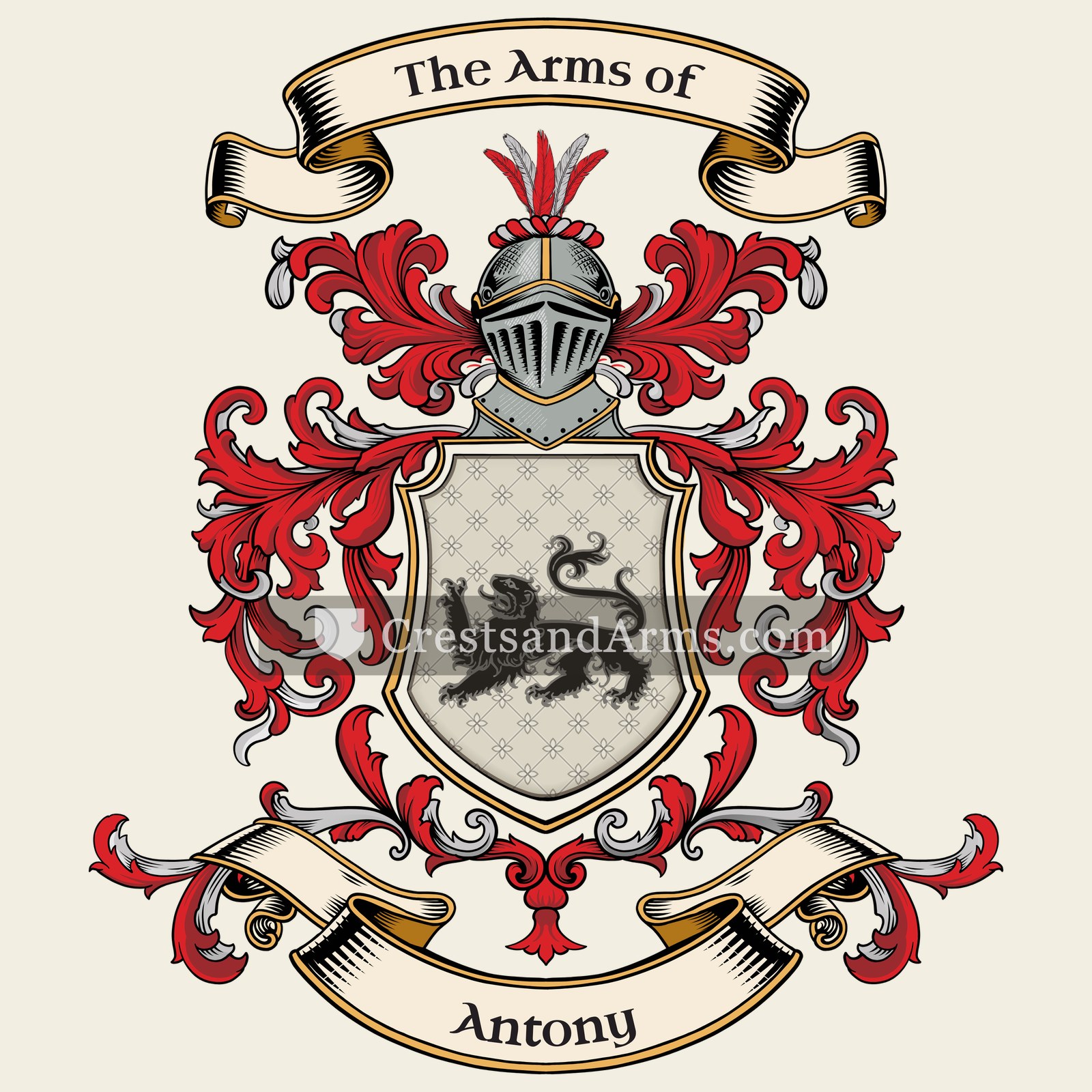 The Antony coat of arms, drawn from the recorded blazon