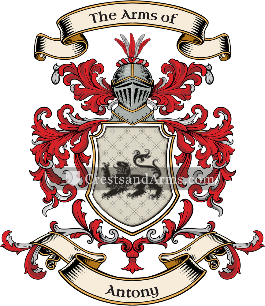 The Antony coat of arms, drawn from the recorded blazon