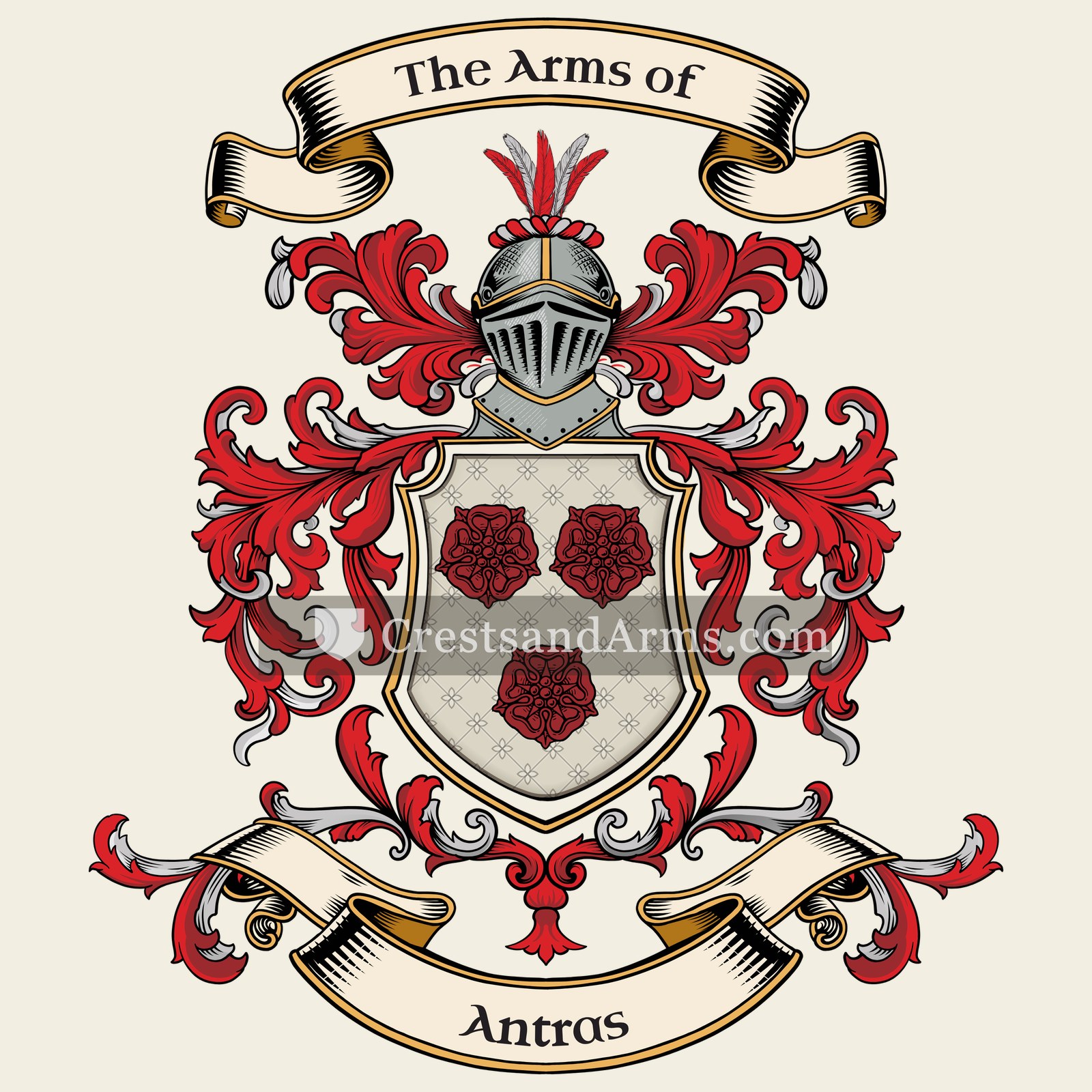 The Antras coat of arms, drawn from the recorded blazon