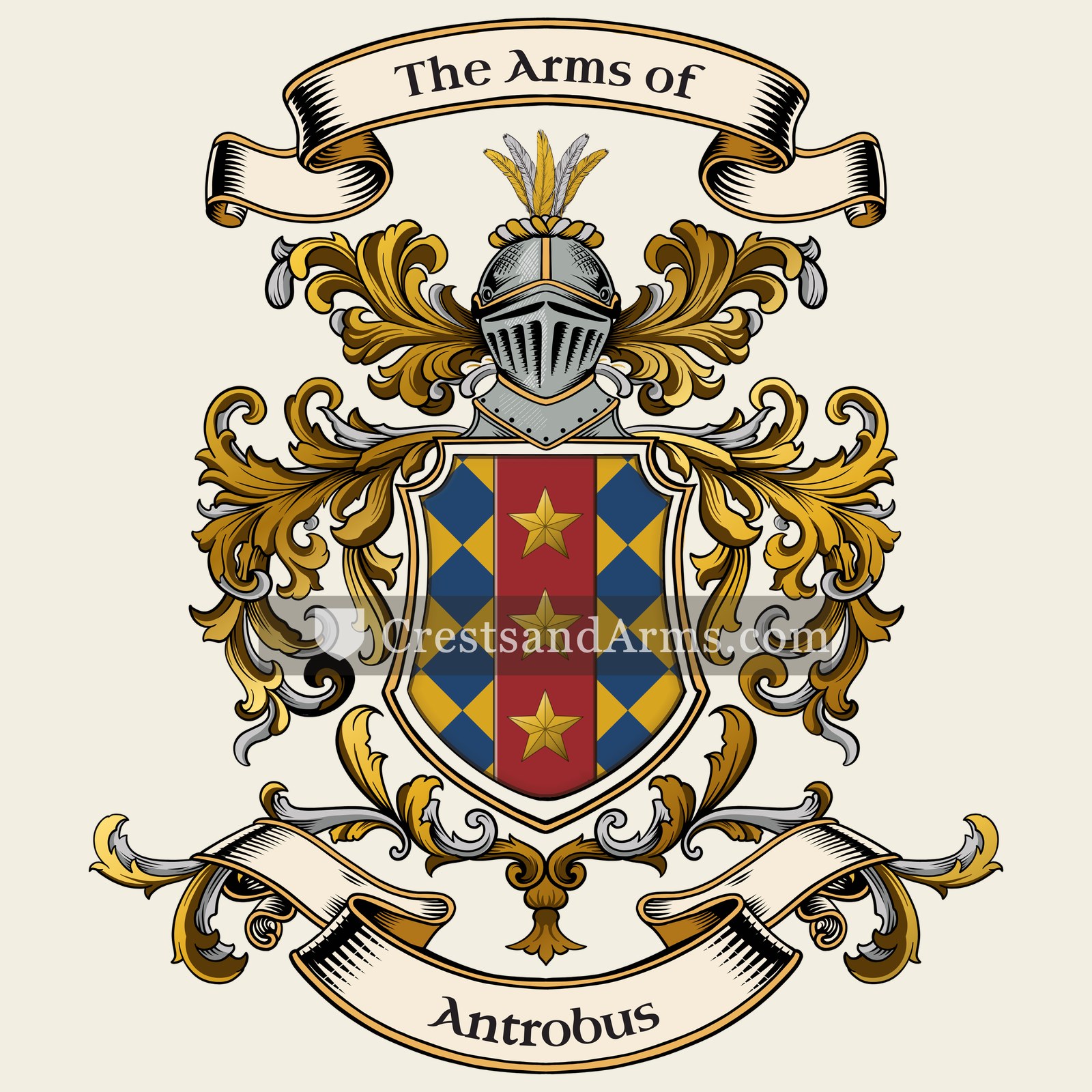 The Antrobus coat of arms, drawn from the recorded blazon