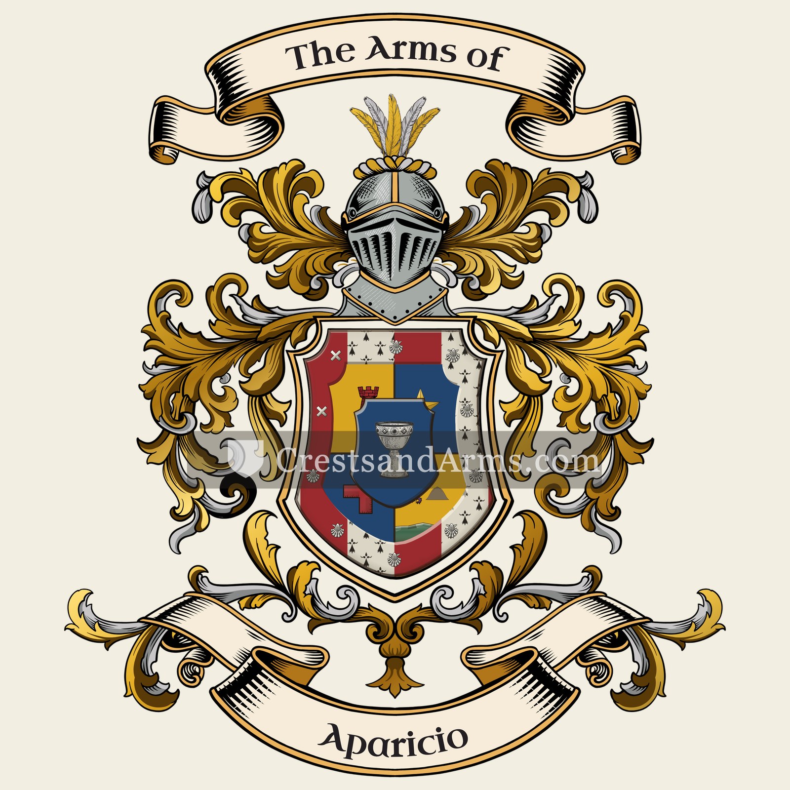 The Aparicio coat of arms, drawn from the recorded blazon