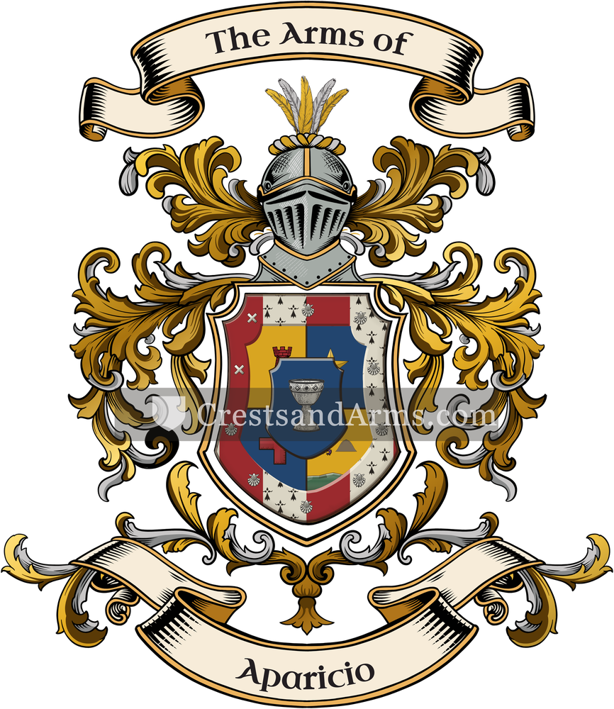 The Aparicio coat of arms, drawn from the recorded blazon