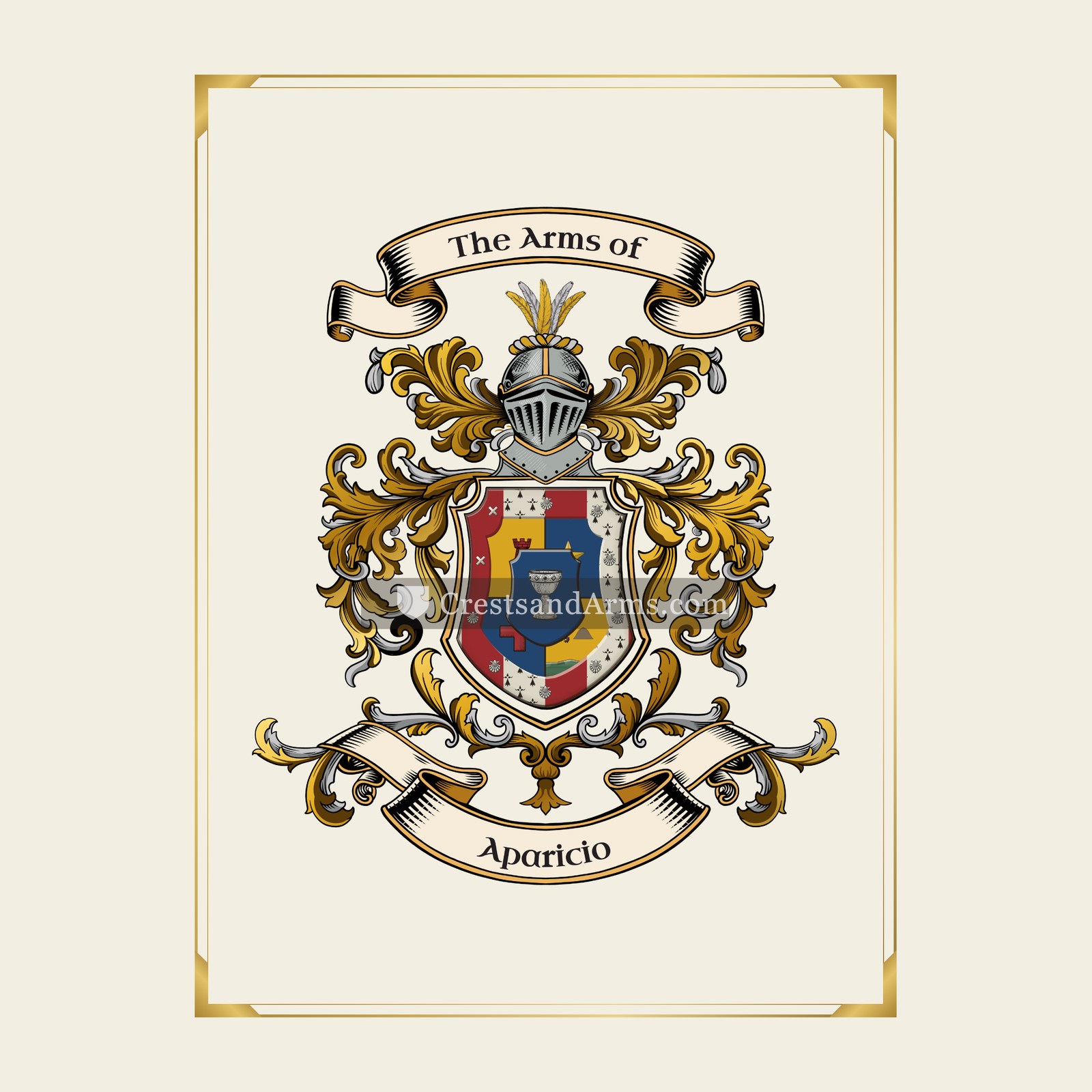 With gold border
