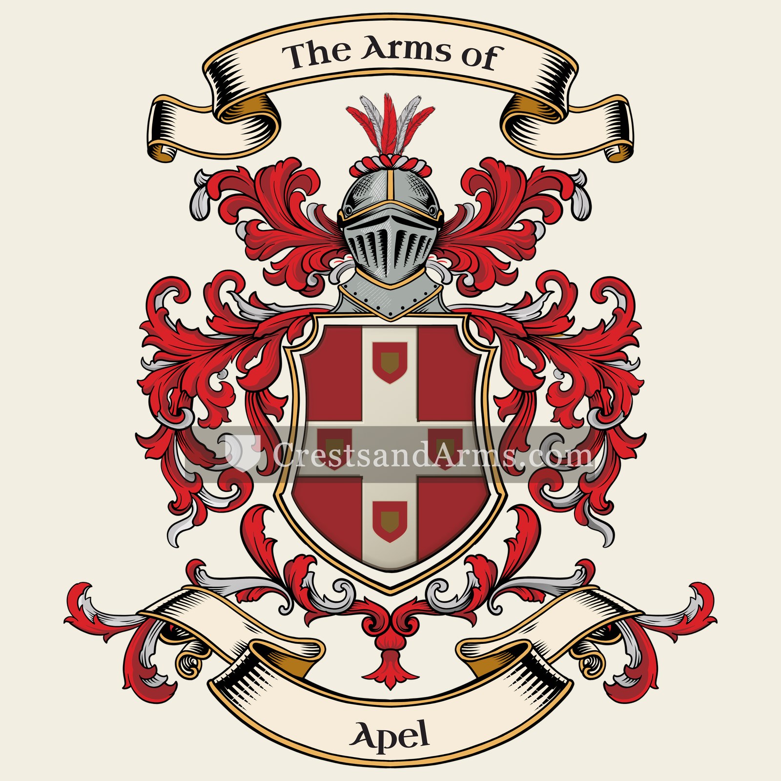The Apel coat of arms, drawn from the recorded blazon