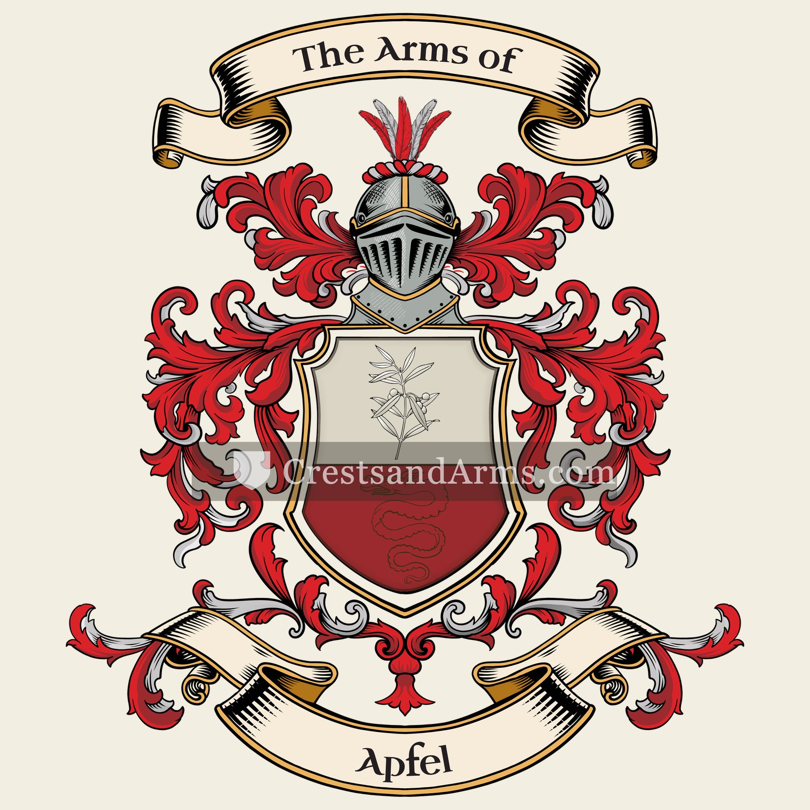 The Apfel coat of arms, drawn from the recorded blazon