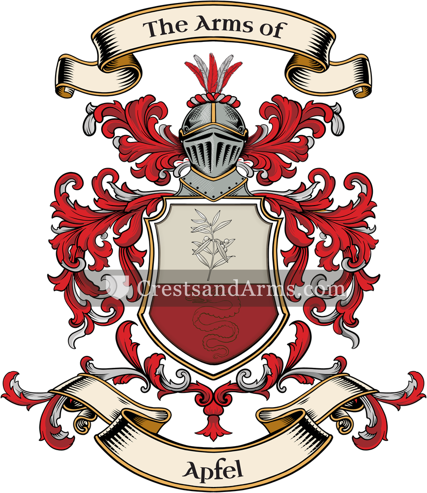 The Apfel coat of arms, drawn from the recorded blazon