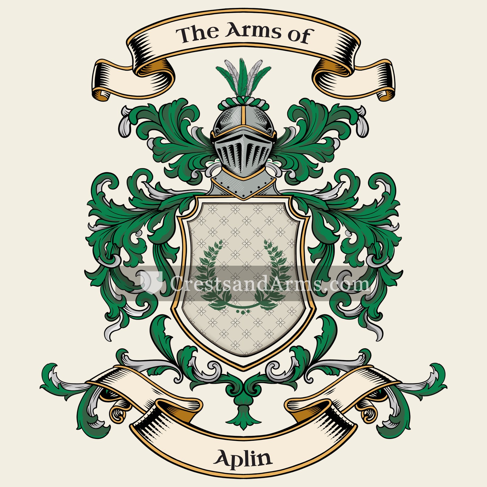 The Aplin coat of arms, drawn from the recorded blazon