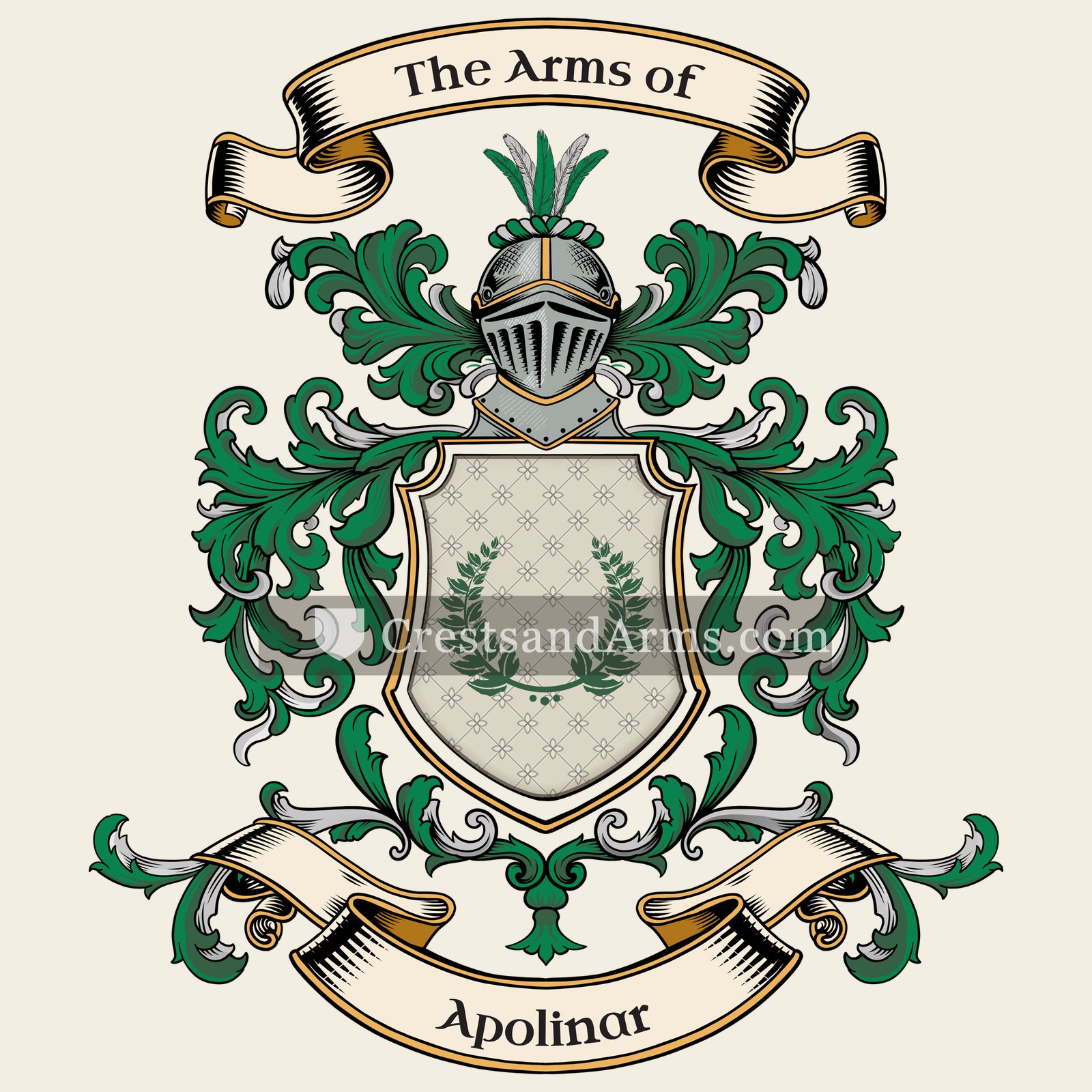 The Apolinar coat of arms, drawn from the recorded blazon