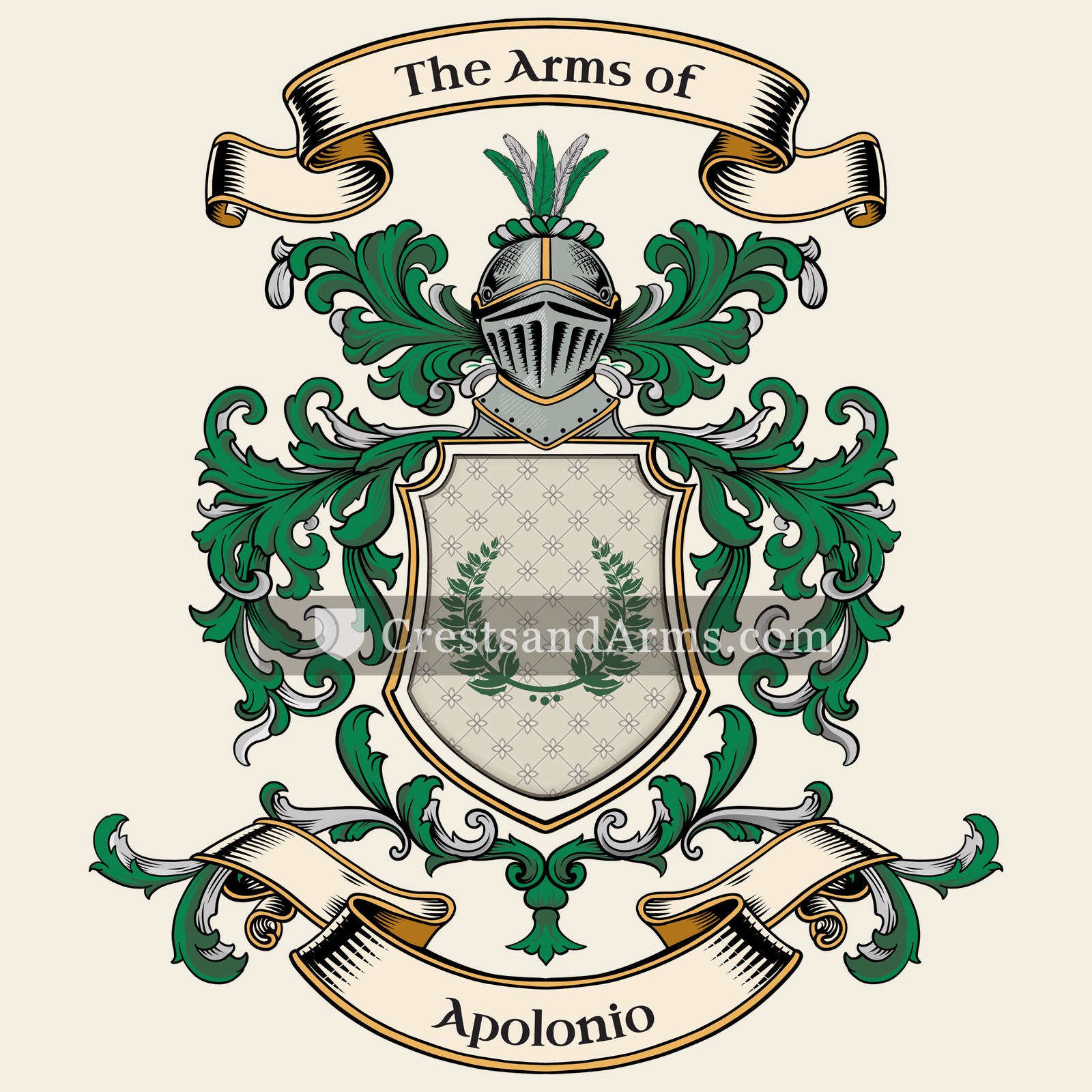 The Apolonio coat of arms, drawn from the recorded blazon