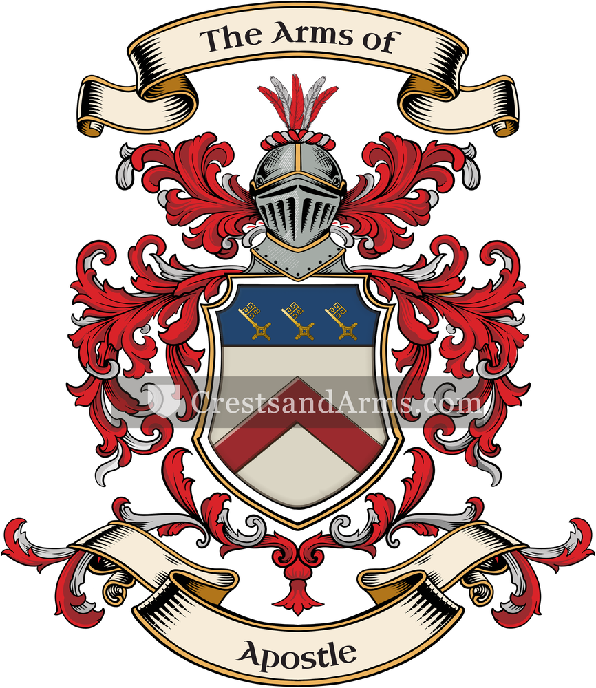 The Apostle coat of arms, drawn from the recorded blazon