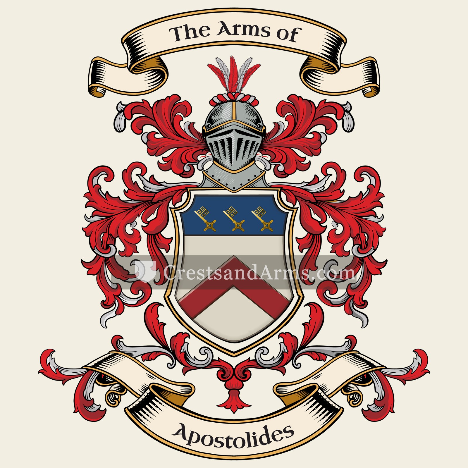 The Apostolides coat of arms, drawn from the recorded blazon