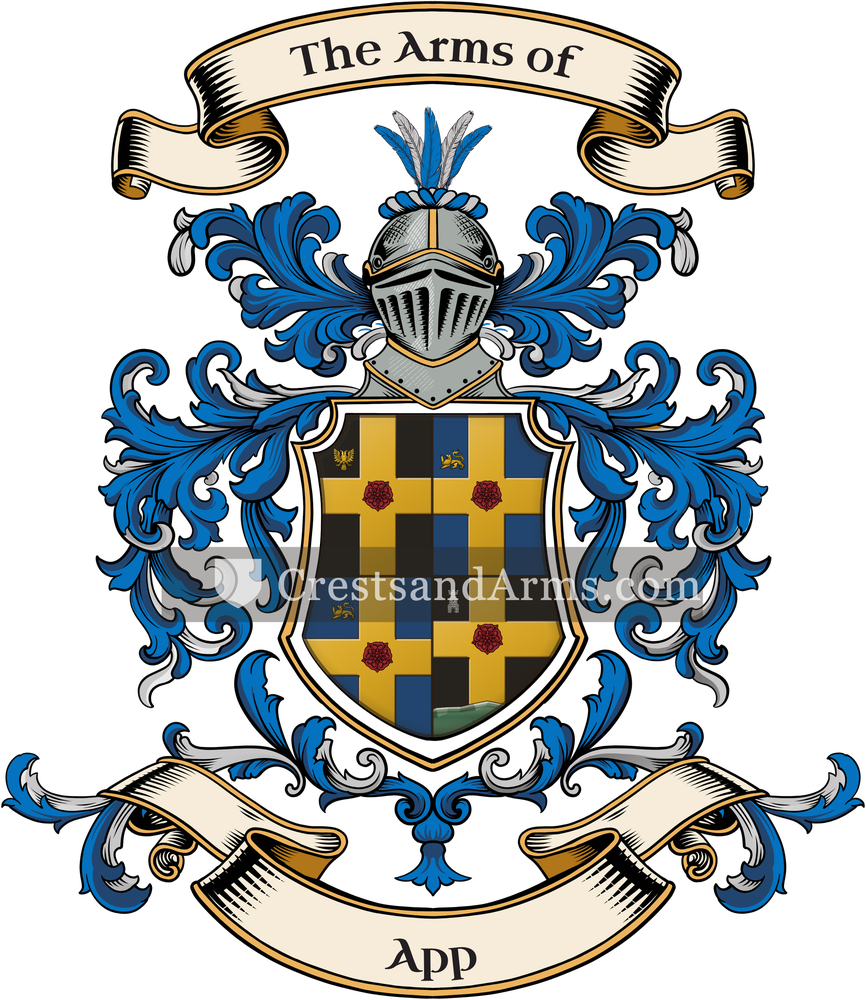 The App coat of arms, drawn from the recorded blazon
