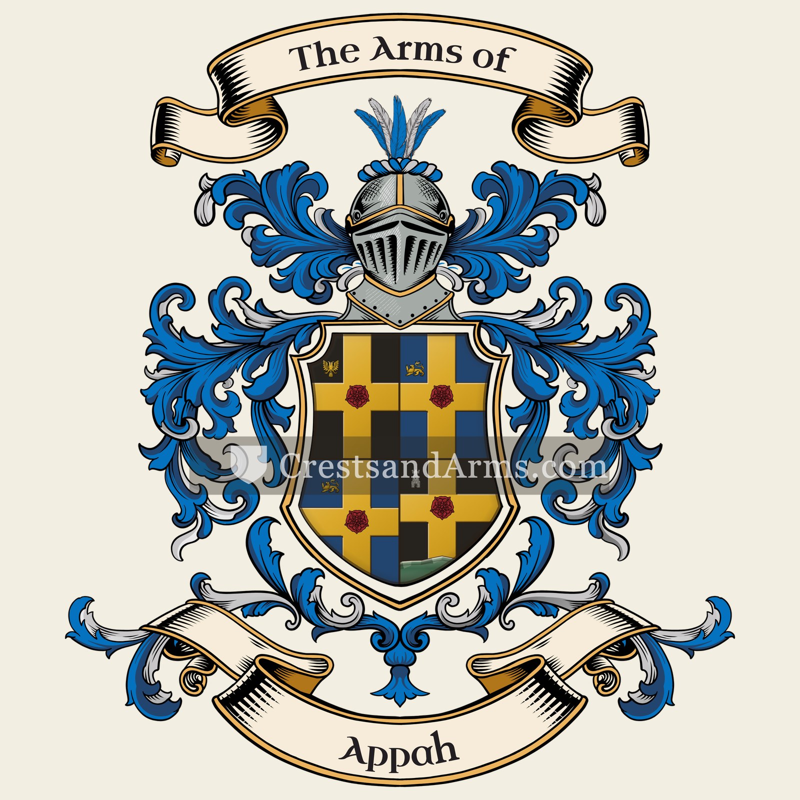 The Appah coat of arms, drawn from the recorded blazon