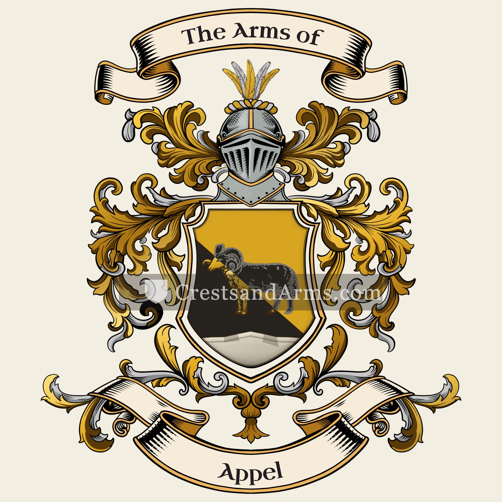 The Appel coat of arms, drawn from the recorded blazon