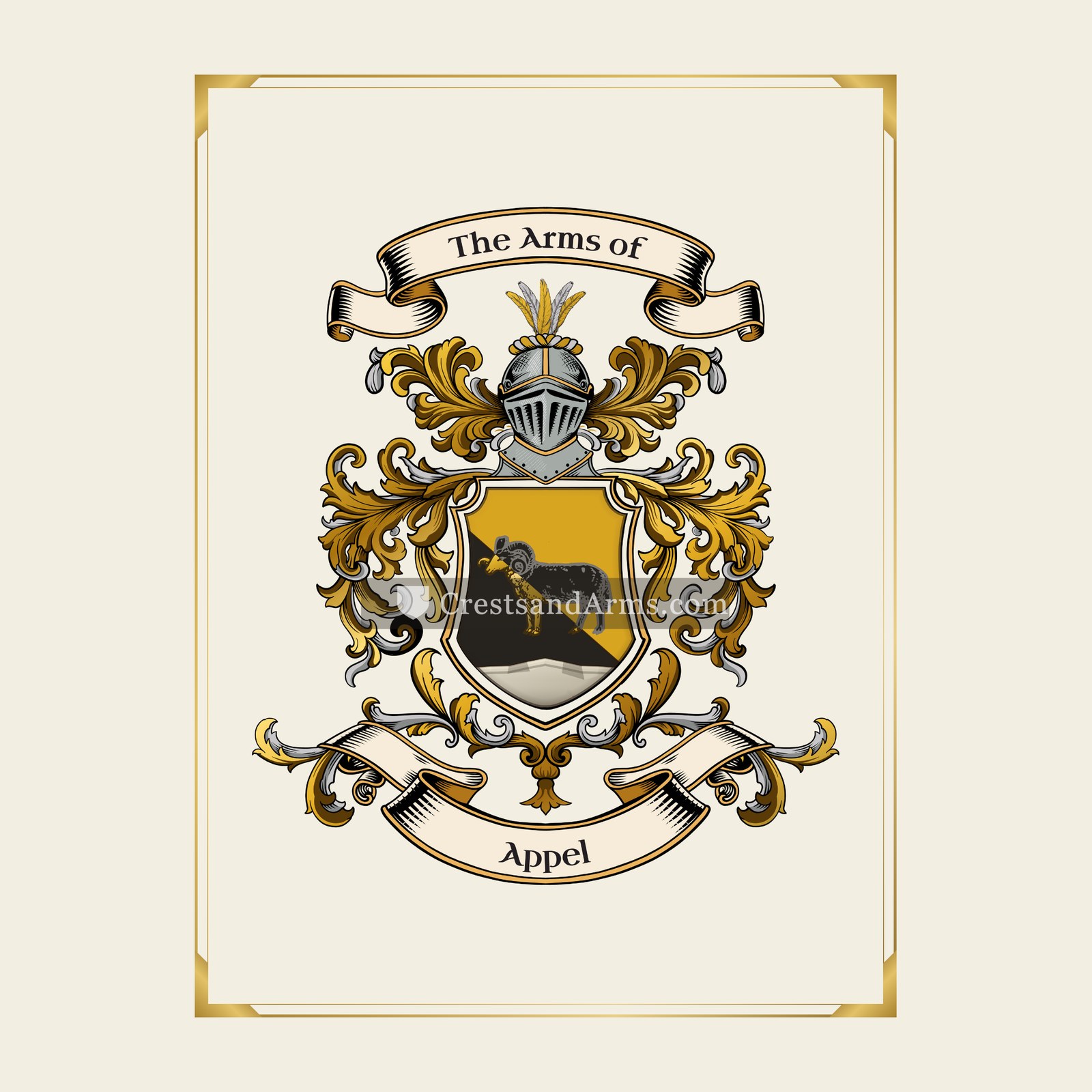With gold border