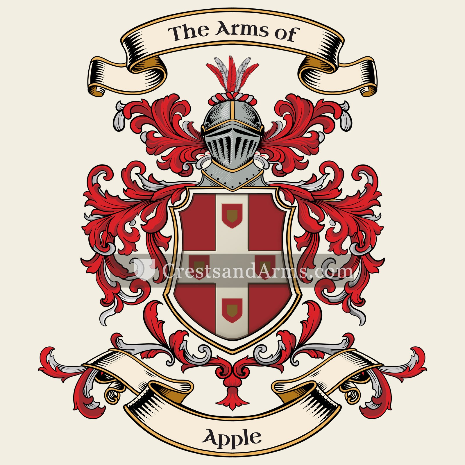 The Apple coat of arms, drawn from the recorded blazon