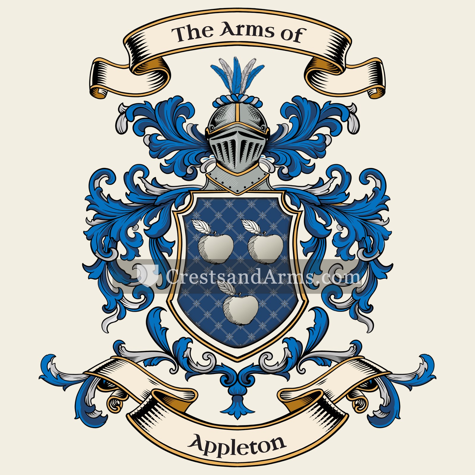 The Appleton coat of arms, drawn from the recorded blazon