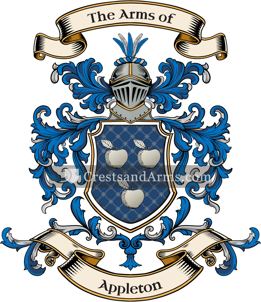 The Appleton coat of arms, drawn from the recorded blazon