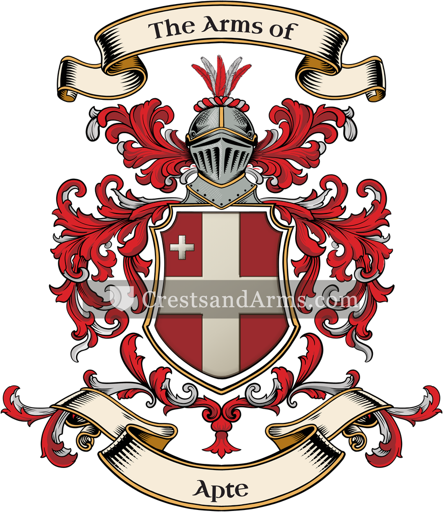 The Apte coat of arms, drawn from the recorded blazon