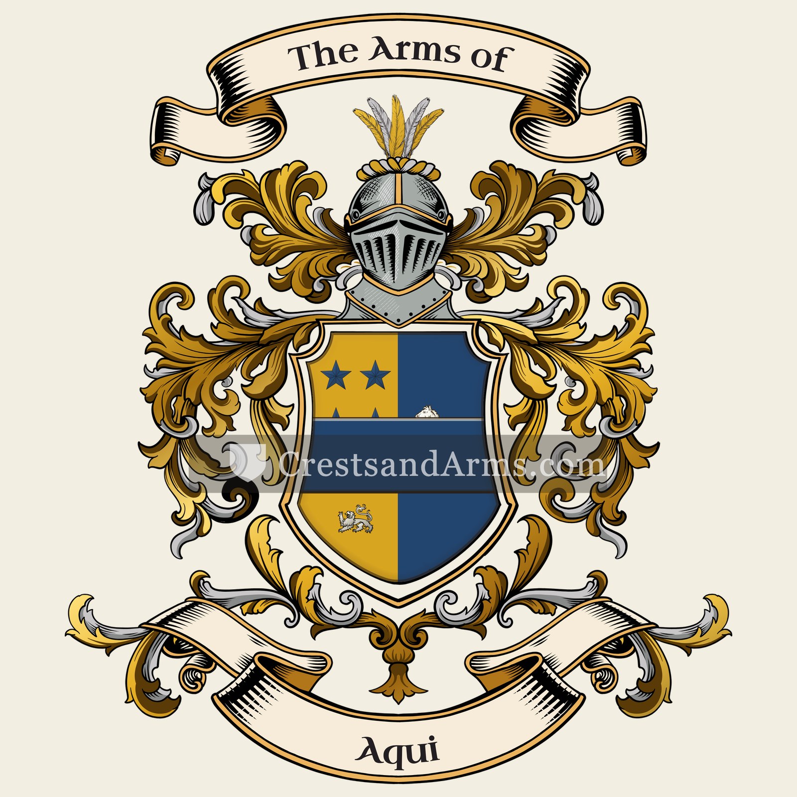 The Aqui coat of arms, drawn from the recorded blazon
