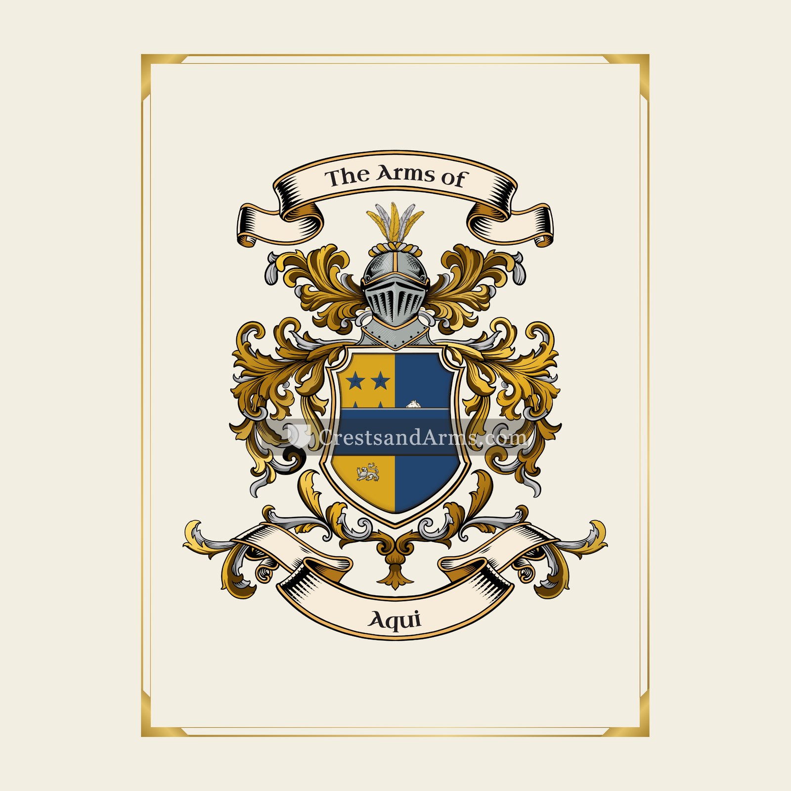With gold border