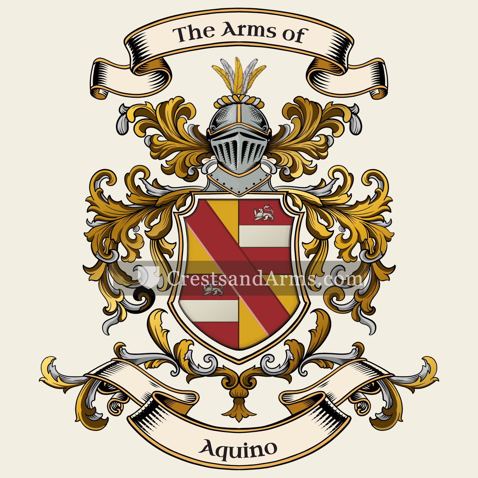 The Aquino coat of arms, drawn from the recorded blazon