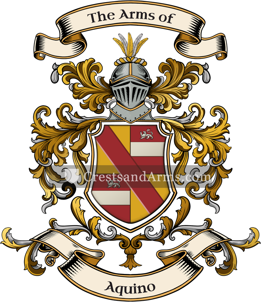 The Aquino coat of arms, drawn from the recorded blazon