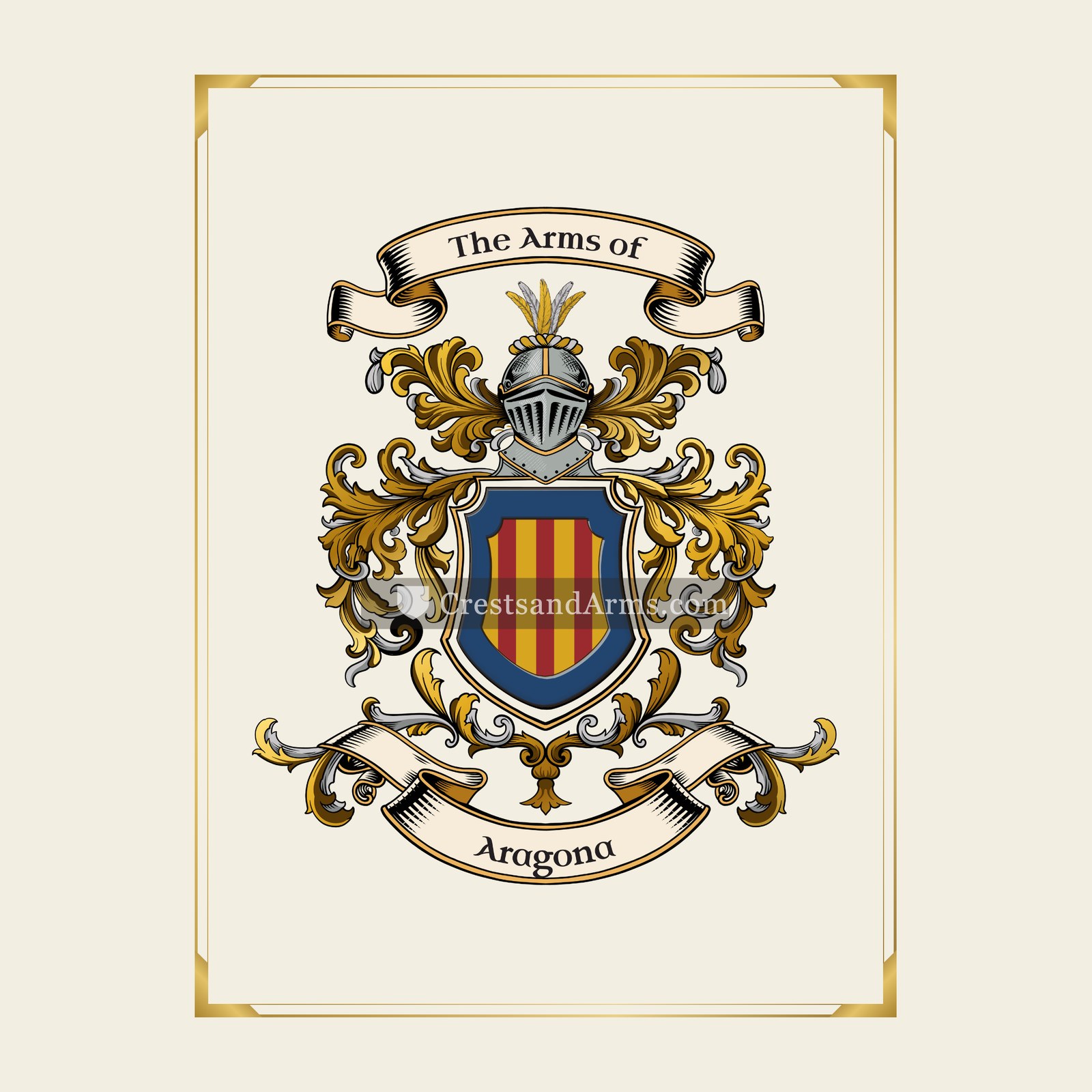 With gold border