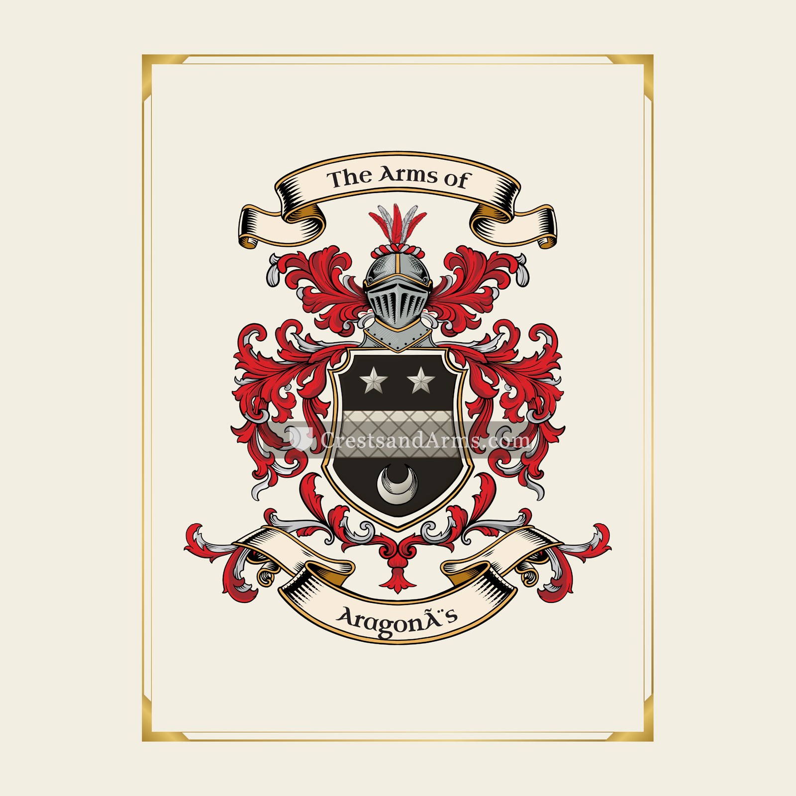 With gold border