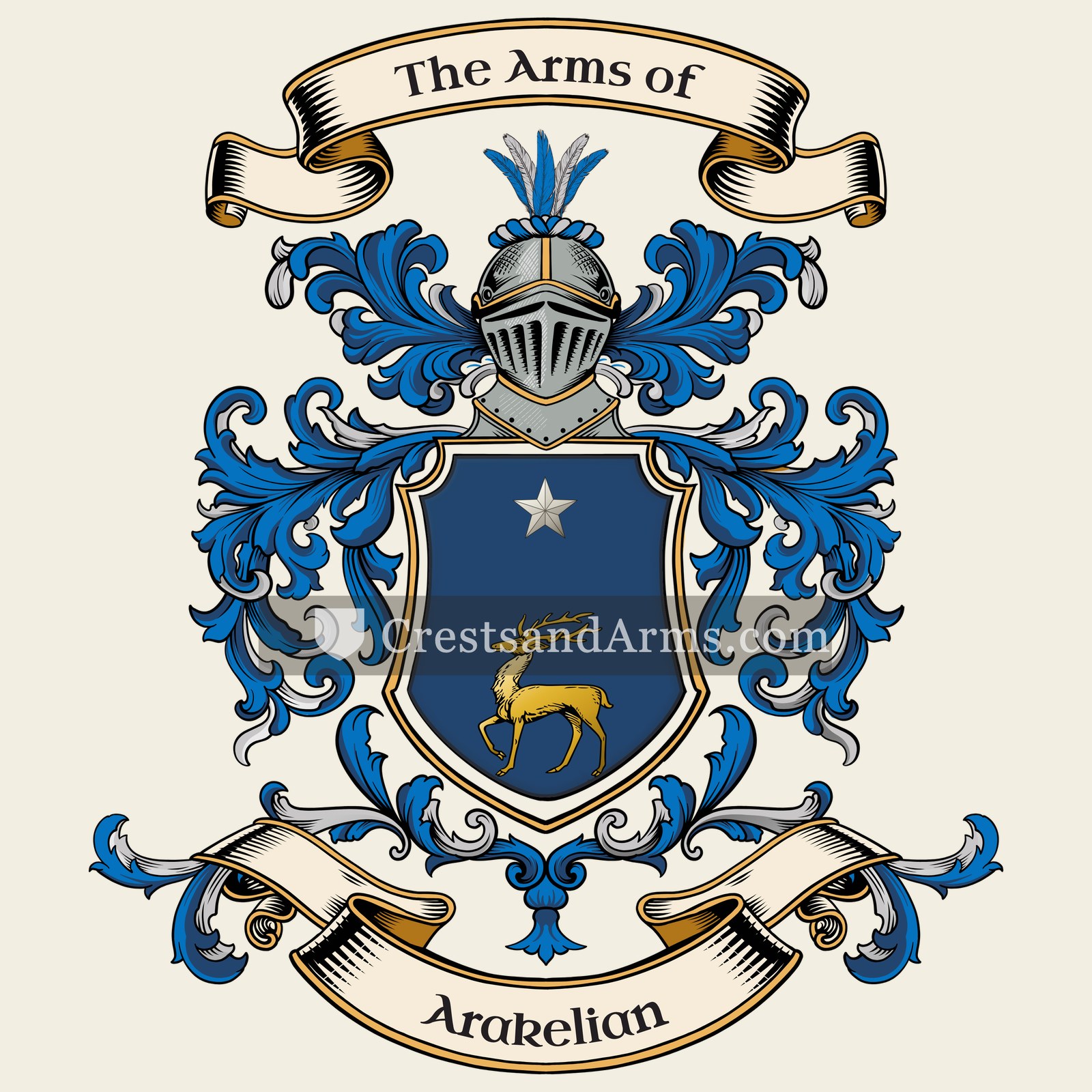 The Arakelian coat of arms, drawn from the recorded blazon