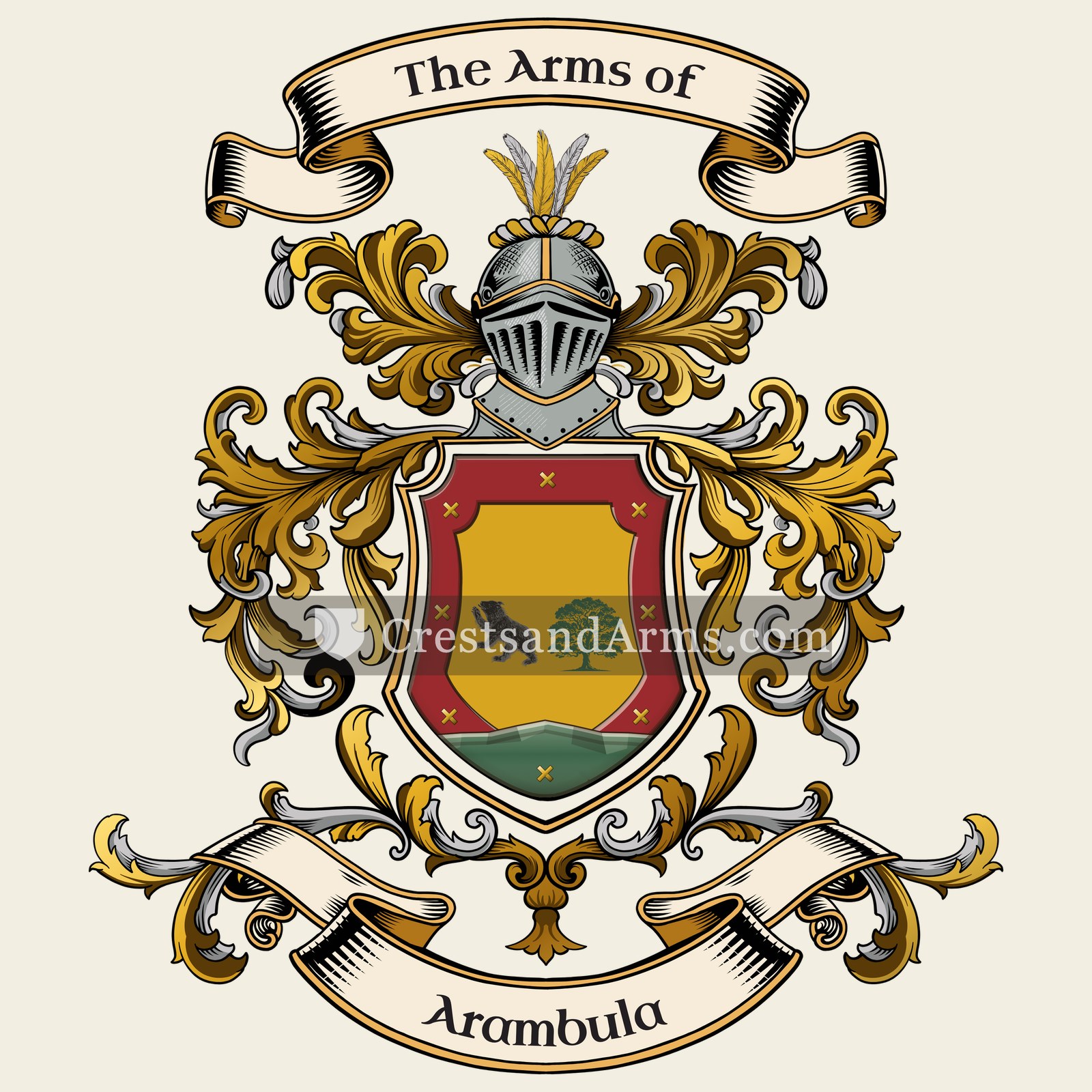 The Arambula coat of arms, drawn from the recorded blazon