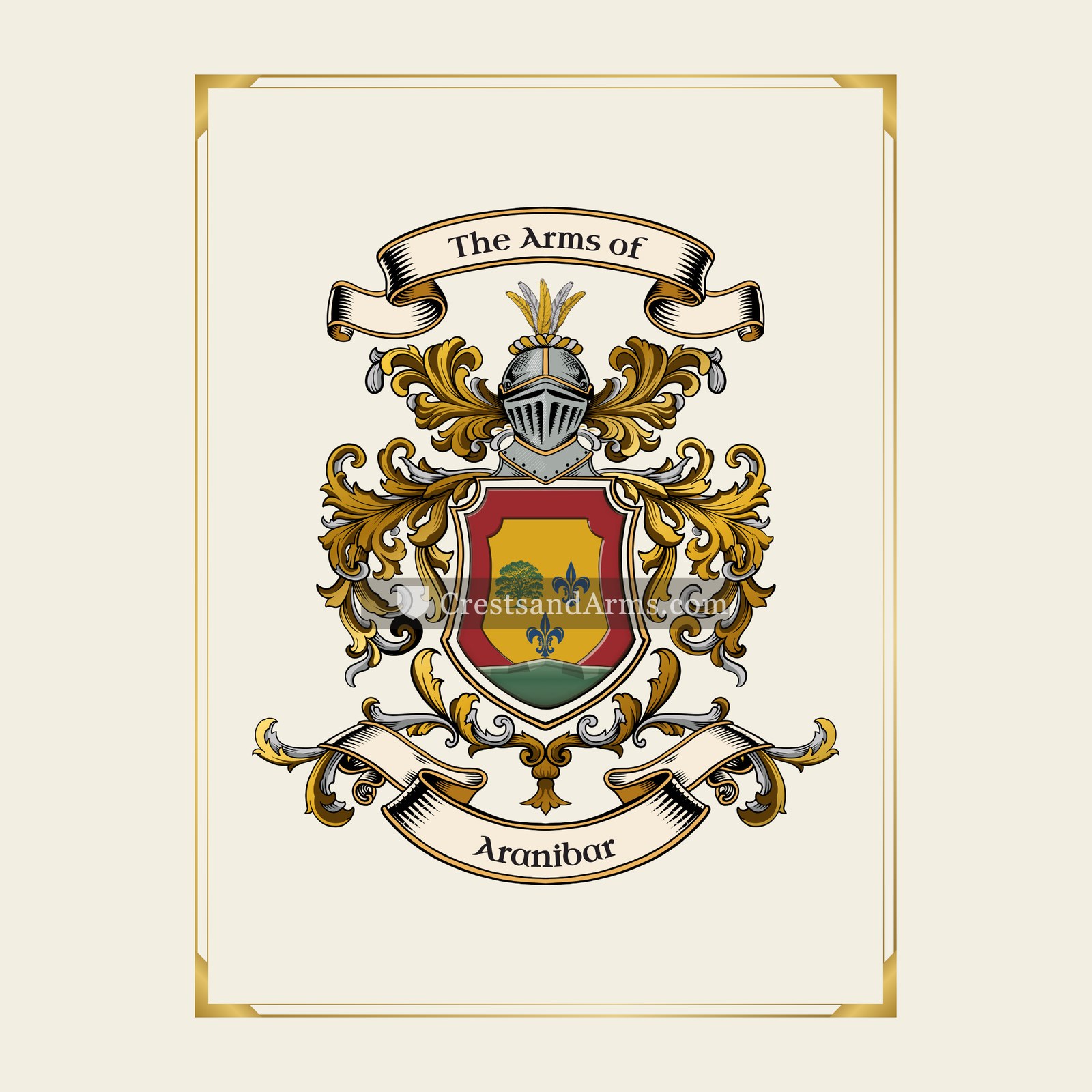 With gold border