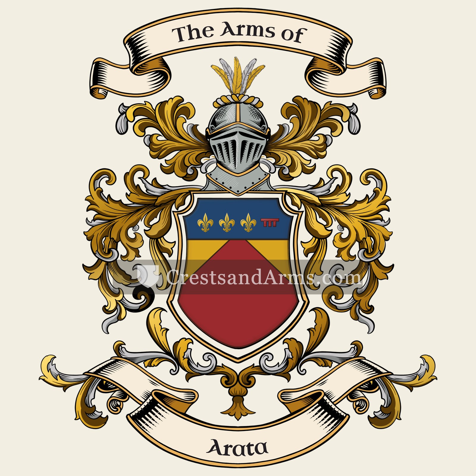 The Arata coat of arms, drawn from the recorded blazon