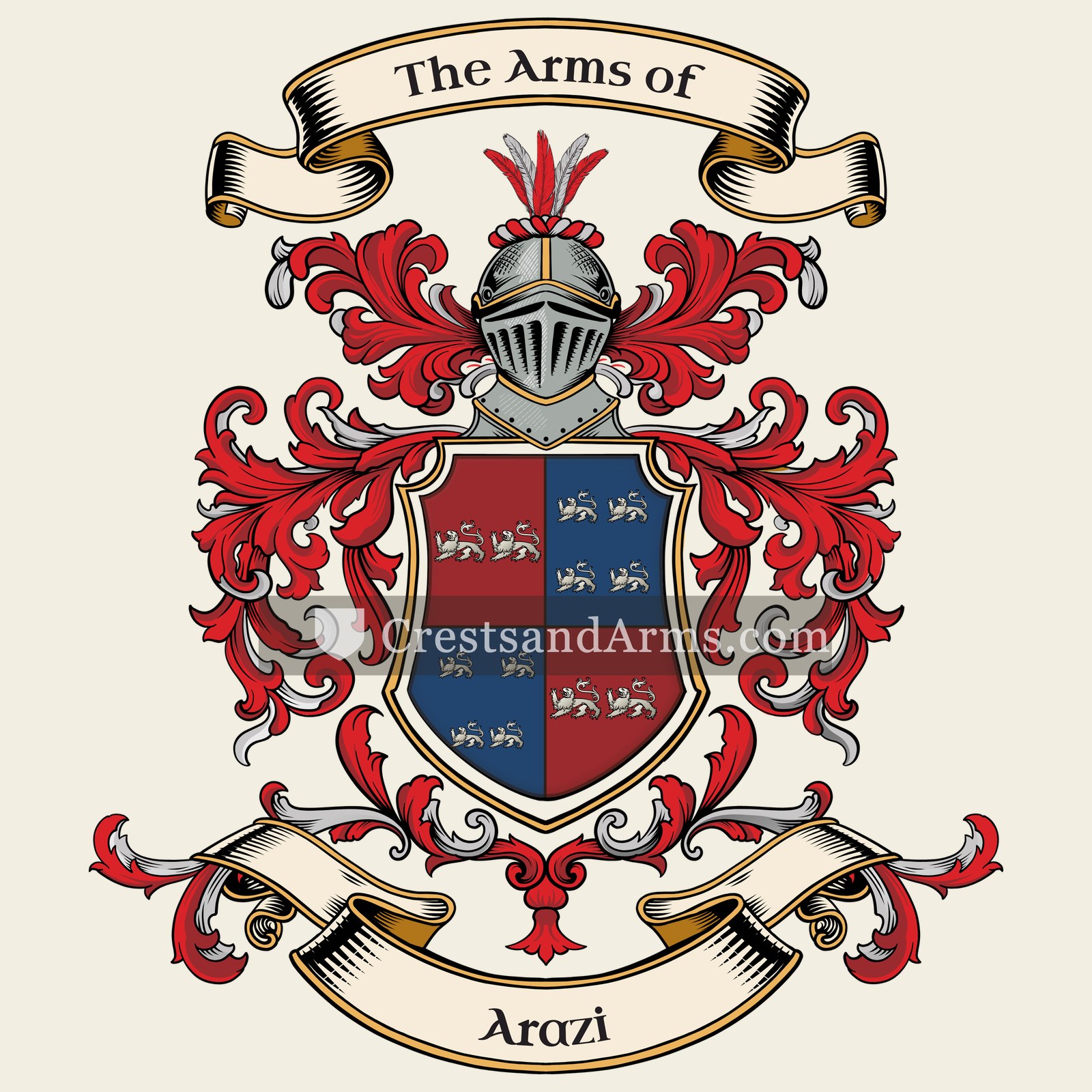 The Arazi coat of arms, drawn from the recorded blazon