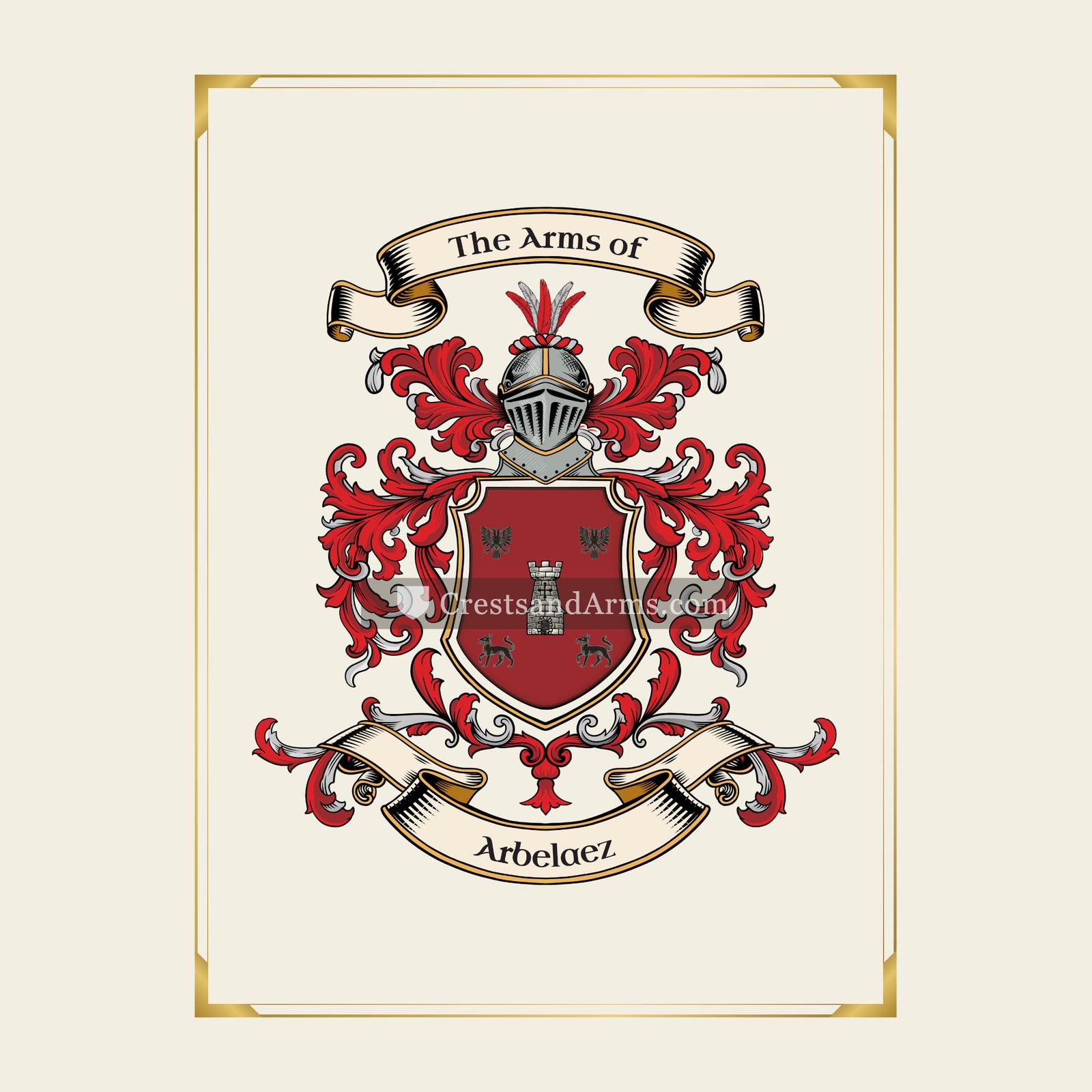With gold border