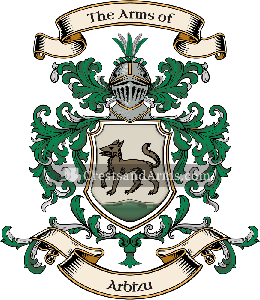 The Arbizu coat of arms, drawn from the recorded blazon