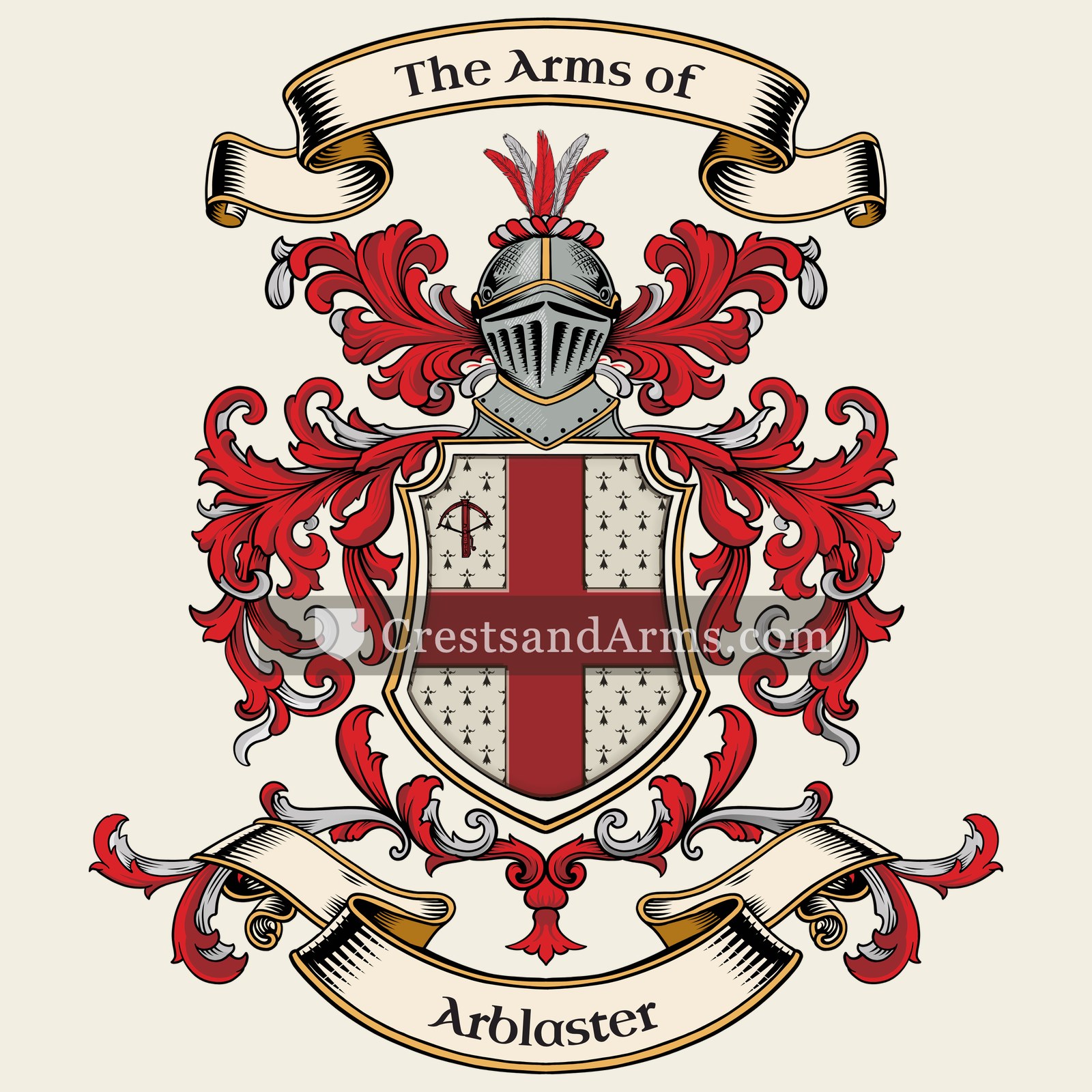 The Arblaster coat of arms, drawn from the recorded blazon