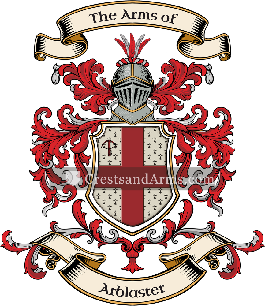 The Arblaster coat of arms, drawn from the recorded blazon