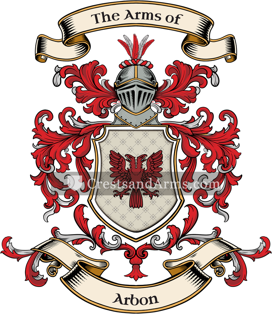 The Arbon coat of arms, drawn from the recorded blazon