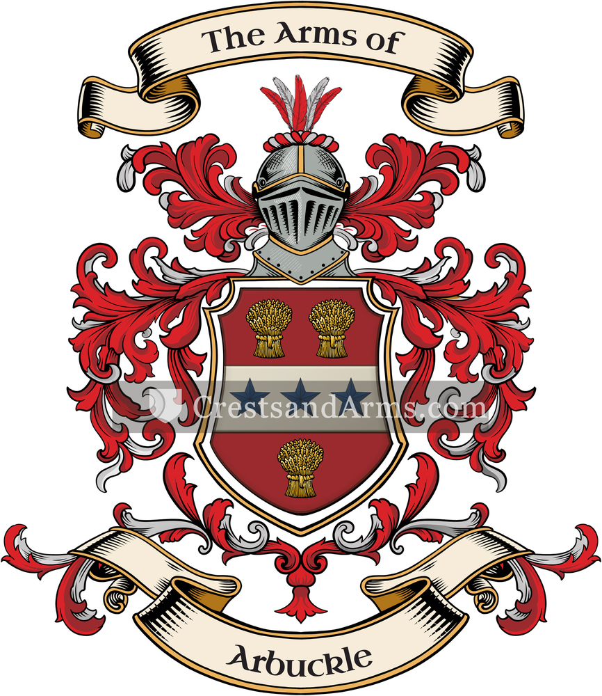 The Arbuckle coat of arms, drawn from the recorded blazon