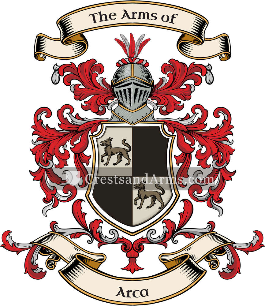 The Arca coat of arms, drawn from the recorded blazon
